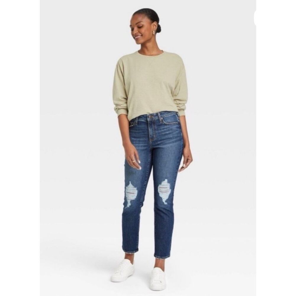 Universal Thread High-Rise Slim Straight Jeans Medium Wash Size 6/28